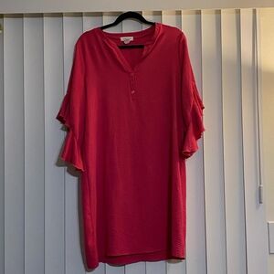 Espresso Large Top Tee Ruffle Sleeves Feminine Red